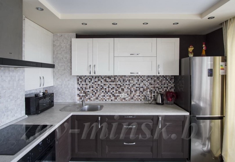 Кухня ЗОВ с фасадами Марсель-3 Мрамор/Винтаж